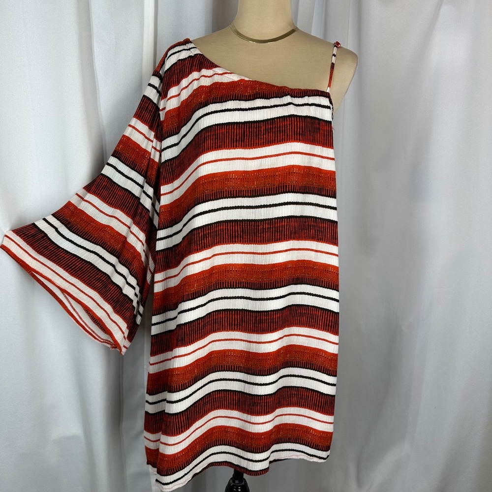 JACK BB Dakota Striped One Shoulder Bell Sleeve Top Size M Rayon